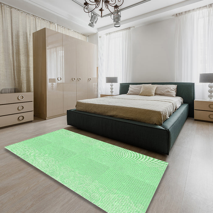 Round Machine Washable Transitional Green Rug in a Office, wshpat1786grn