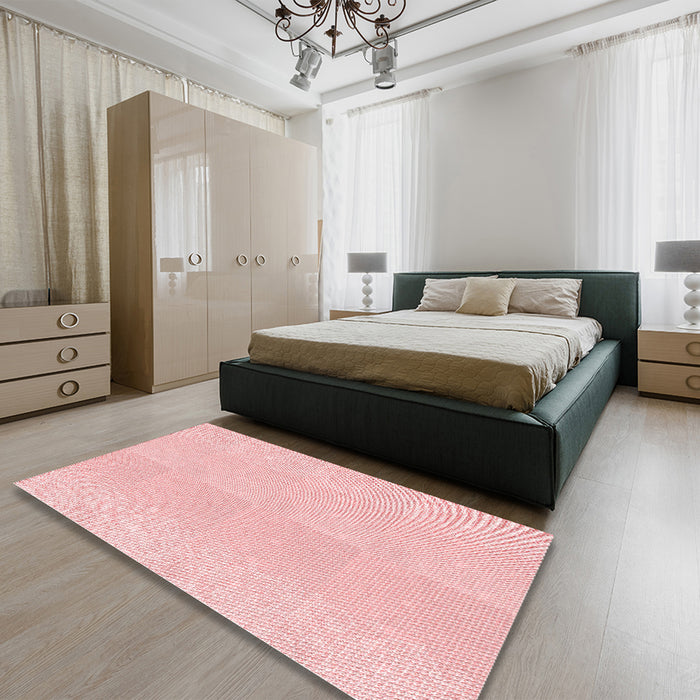 Round Machine Washable Transitional Pastel Red Pink Rug in a Office, wshpat1786rd