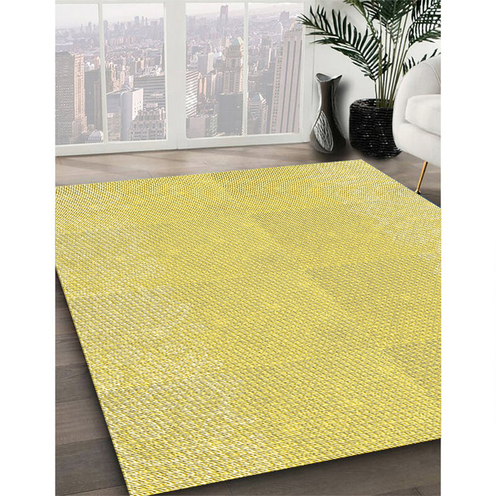 Patterned Golden Brown Yellow Rug in Family Room, pat1786yw