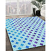 Machine Washable Transitional Iceberg Blue Rug in a Family Room, wshpat1787lblu