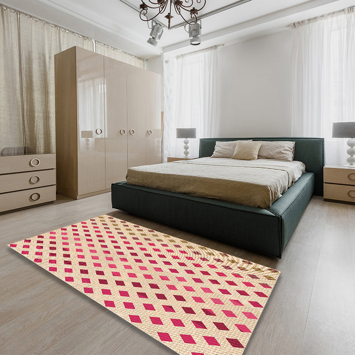 Patterned Orange Rug in a Bedroom, pat1787org