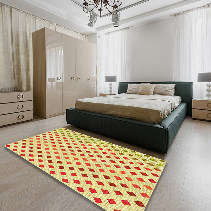 Patterned Orange Rug in a Bedroom, pat1787yw