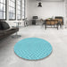 Round Patterned Dark Turquoise Green Rug in a Office, pat1788lblu