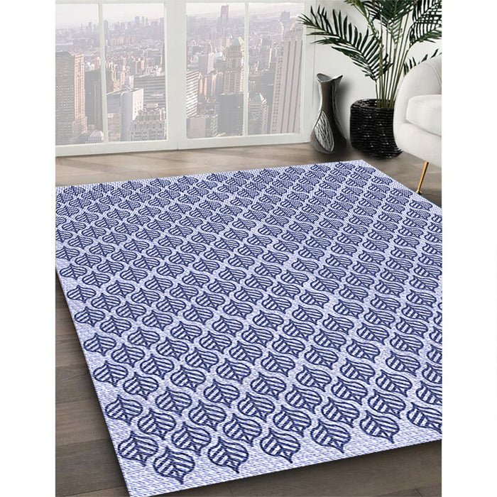 Patterned Blue Rug in Family Room, pat1789blu