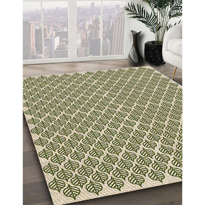 Patterned Khaki Gold Rug in Family Room, pat1789brn