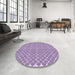 Round Patterned Blossom Pink Rug in a Office, pat1789pur