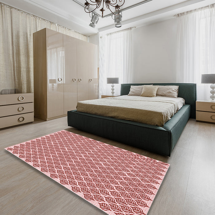 Round Machine Washable Transitional Pink Rug in a Office, wshpat1789rd
