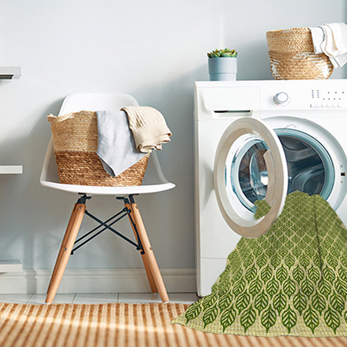 Machine Washable Transitional Seaweed Green Rug in a Washing Machine, wshpat1789yw