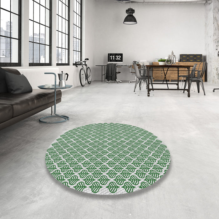 Round Patterned Green Modern Rug in a Office, pat1789