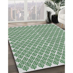 Patterned Green Abstract Machine Washable Rug in a Family Room, wshpat1789