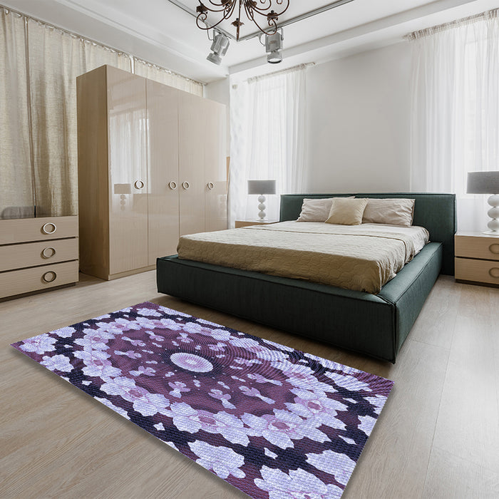 Patterned Purple Rug in a Bedroom, pat179blu