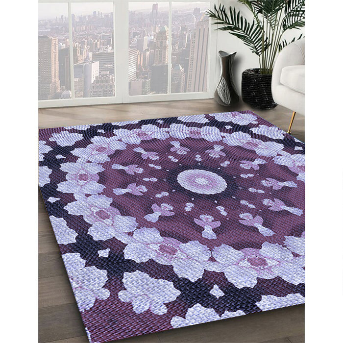 Machine Washable Transitional Purple Rug in a Family Room, wshpat179blu