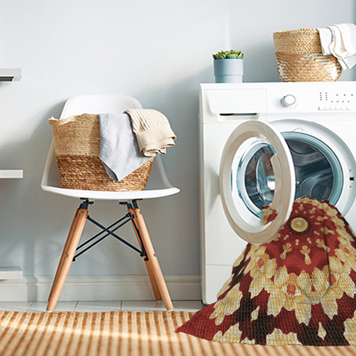 Machine Washable Transitional Orange Rug in a Washing Machine, wshpat179brn