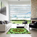 Machine Washable Transitional Emerald Green Rug in a Kitchen, wshpat179grn