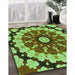 Machine Washable Transitional Emerald Green Rug in a Family Room, wshpat179grn