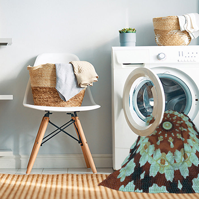 Machine Washable Transitional Red Brown Rug in a Washing Machine, wshpat179lblu