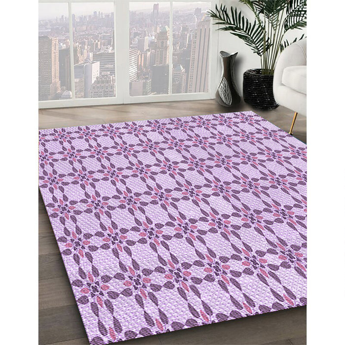 Machine Washable Transitional Blossom Pink Rug in a Family Room, wshpat1790pur