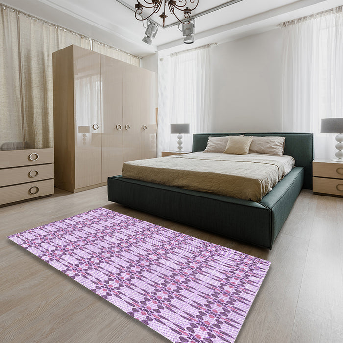 Round Machine Washable Transitional Blossom Pink Rug in a Office, wshpat1790pur