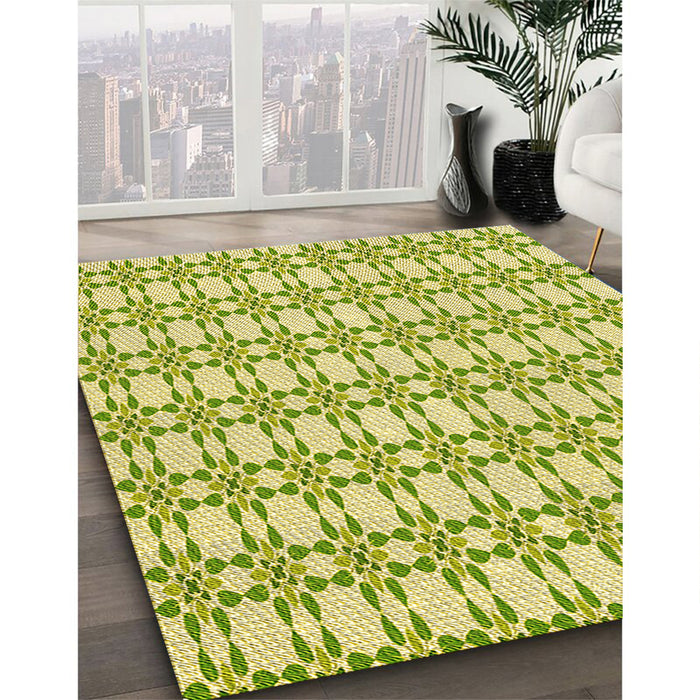 Machine Washable Transitional Pistachio Green Rug in a Family Room, wshpat1790yw