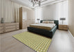 Patterned Olive Green Rug in a Bedroom, pat1791brn