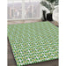 Patterned Green Abstract Machine Washable Rug in a Family Room, wshpat1791