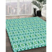 Patterned Mint Green Rug in Family Room, pat1792lblu