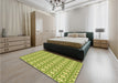 Patterned Chrome Gold Yellow Rug in a Bedroom, pat1794yw