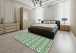 Patterned Light Jade Green Novelty Rug in a Bedroom, pat1794