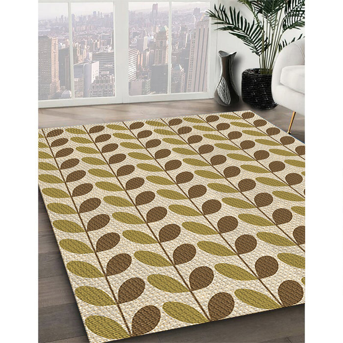 Patterned Brown Gold Rug in Family Room, pat1795brn