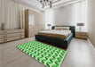 Patterned Jade Green Rug in a Bedroom, pat1795grn