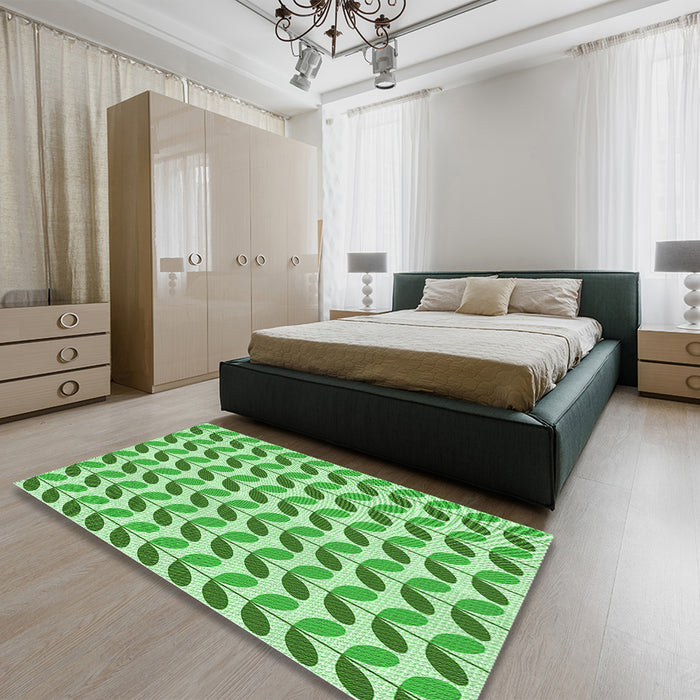 Patterned Jade Green Rug in a Bedroom, pat1795grn