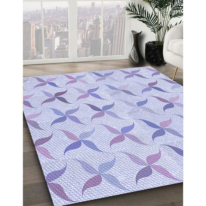 Patterned Lavender Blue Rug in Family Room, pat1796blu
