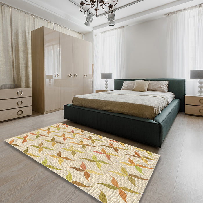 Patterned Vanilla Gold Rug in a Bedroom, pat1796brn