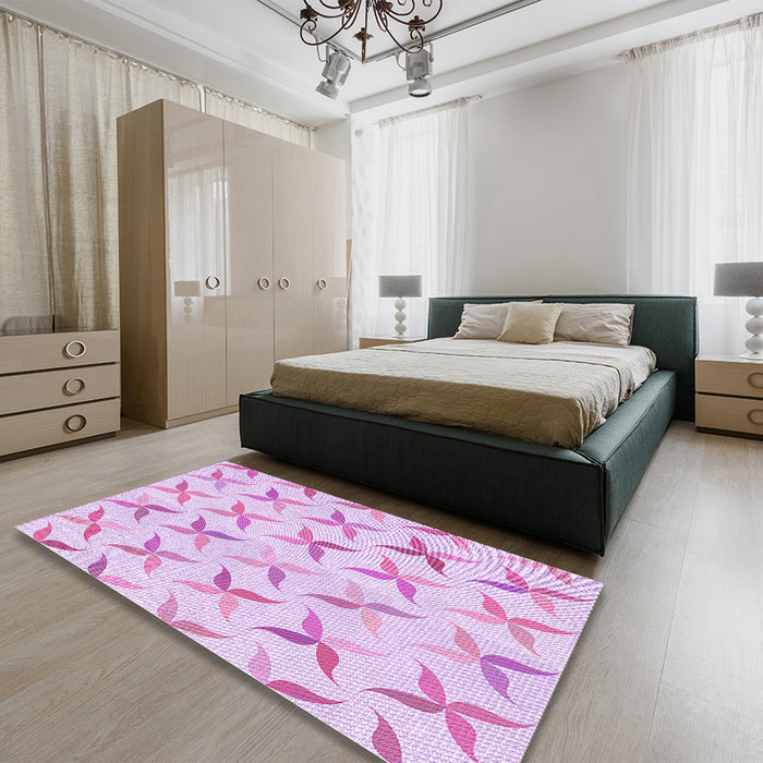 Round Machine Washable Transitional Orchid Purple Rug in a Office, wshpat1796pur
