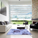 Square Patterned Slate Blue Rug in a Living Room, pat1797blu