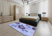 Patterned Slate Blue Rug in a Bedroom, pat1797blu