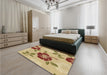 Patterned Light Brown Rug in a Bedroom, pat1797brn