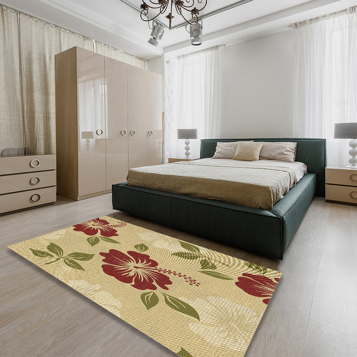 Patterned Light Brown Rug in a Bedroom, pat1797brn