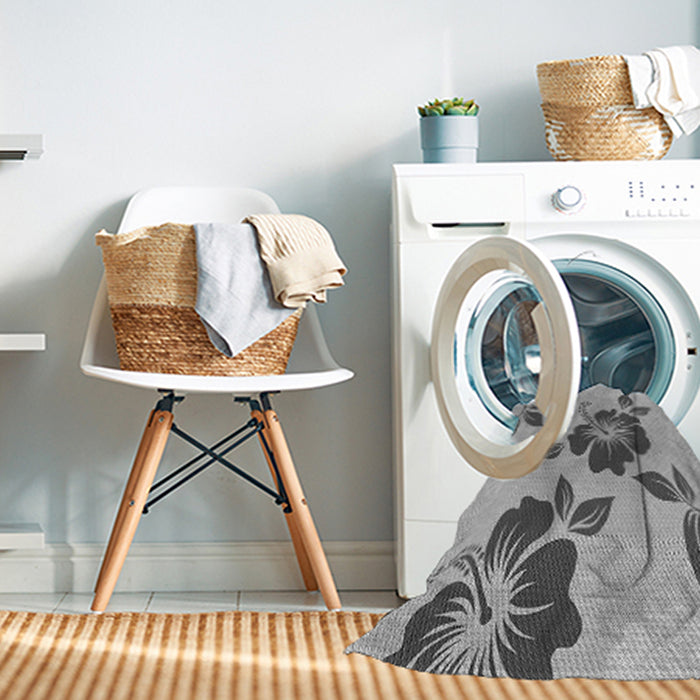 Machine Washable Transitional Platinum Silver Gray Rug in a Washing Machine, wshpat1797gry