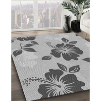 Patterned Platinum Silver Gray Rug, pat1797gry