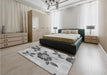 Patterned Platinum Silver Gray Rug in a Bedroom, pat1797gry