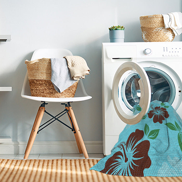 Machine Washable Transitional Deep-Sea Green Rug in a Washing Machine, wshpat1797lblu