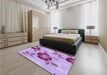 Round Machine Washable Transitional Orchid Purple Rug in a Office, wshpat1797pur