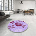 Round Patterned Orchid Purple Rug in a Office, pat1797pur