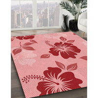 Patterned Pastel Pink Rug, pat1797rd