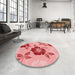 Round Patterned Pastel Pink Rug in a Office, pat1797rd