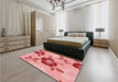 Patterned Pastel Pink Rug in a Bedroom, pat1797rd