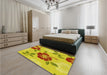 Patterned Yellow Rug in a Bedroom, pat1797yw