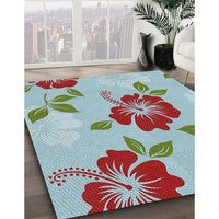 Patterned Pale Turquoise Blue Novelty Rug, pat1797