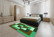 Patterned Green Rug in a Bedroom, pat1798grn